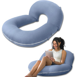 Подушка для читання INSEN, спинка для сидіння в ліжку, для читання, відпочинку, медсестер, дорослих, мам та дітей, для пресування живота в ліжку (охолоджуюча бавовна, блакитна, базова)