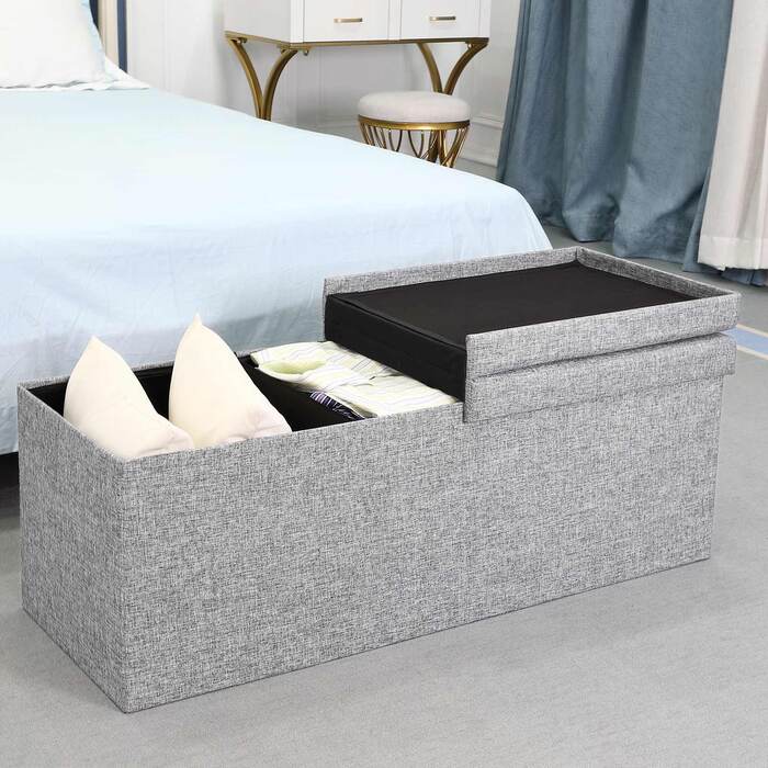 Лавка світло-сіра 115x38x38см з відкидною кришкою