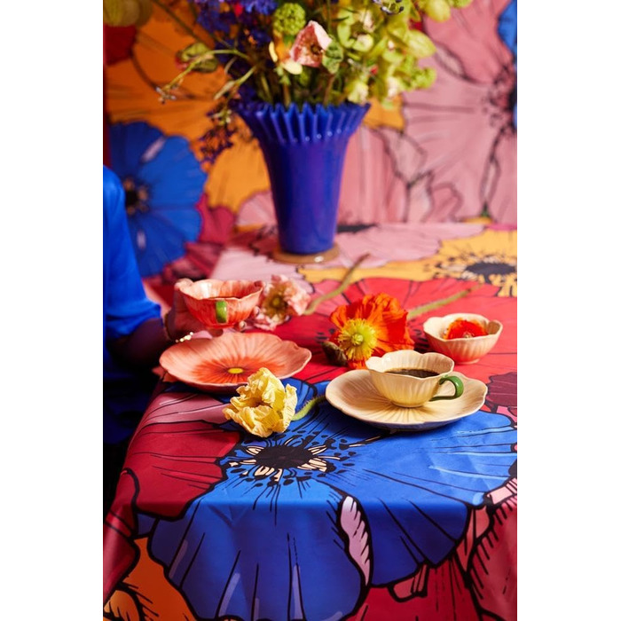 Тарілка для сніданку з маком ByOn у формі квітки бежевий керамограніт, розмір 21 см, 5283908103, червоний