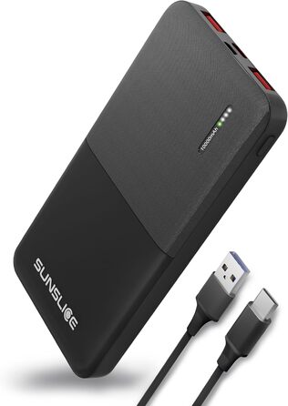 Зовнішній акумулятор 10000 мАг, USB-C і 2 шт. USB-A, швидка зарядка 18 Вт, версія 2023 року, 10 -