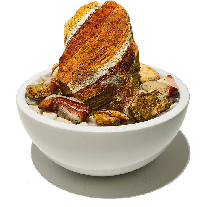 Фонтанчик для дому Zimmerbrunnen RS-01, справжній райдужний пісковик, маленький настільний фонтан (білий)