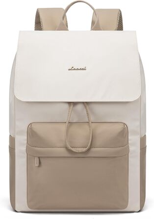 LOVEVOOK Рюкзак для жінок, 15.6 дюймів, рюкзак для школи, водонепроникний, для підлітків, легкий, з відділенням для ноутбука, для подорожей, універсітету, роботи, 15.6 дюймів, бежевий+хакі