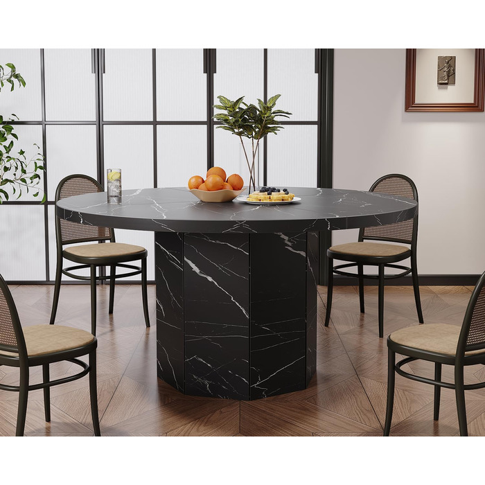 Дерев'яний обідній стіл HSH на 4-6 осіб, кухонний стіл, сучасний дизайн, 120x120x75 см (чорний)