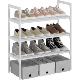 Ярусні регульовані полиці для взуття Зберігання взуття Високий органайзер для взуття Підставка для зберігання 9 пар взуття, 56 x 30 x 60 см, надзвичайно міцна конструкція (білий), 531 3-