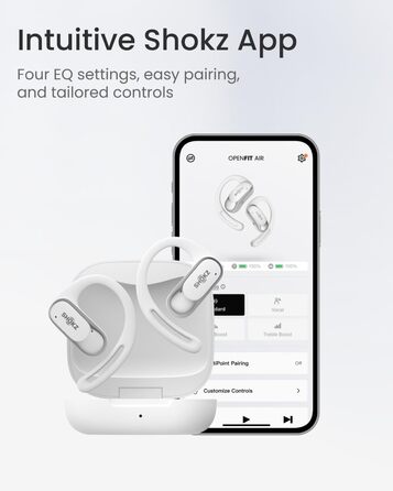 Справжні бездротові Bluetooth-навушники SHOKZ OpenFit Air, 28 год, IP54, з мікрофоном, білий