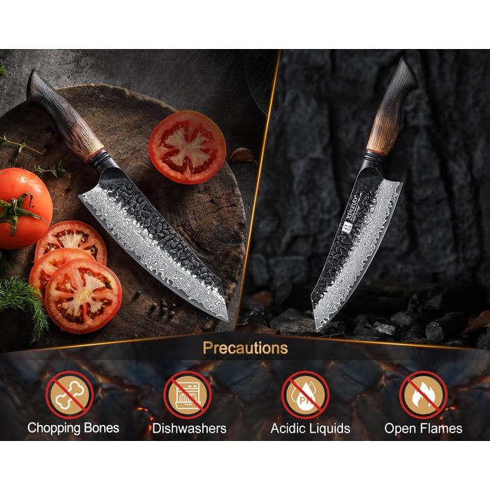 Ніж Сантоку XINZUO Damaststahl 19,3 см з нержавіючої сталі Дамаск, професійний кухонний ніж, серія Mo, ергономічна ручка з білого дуба