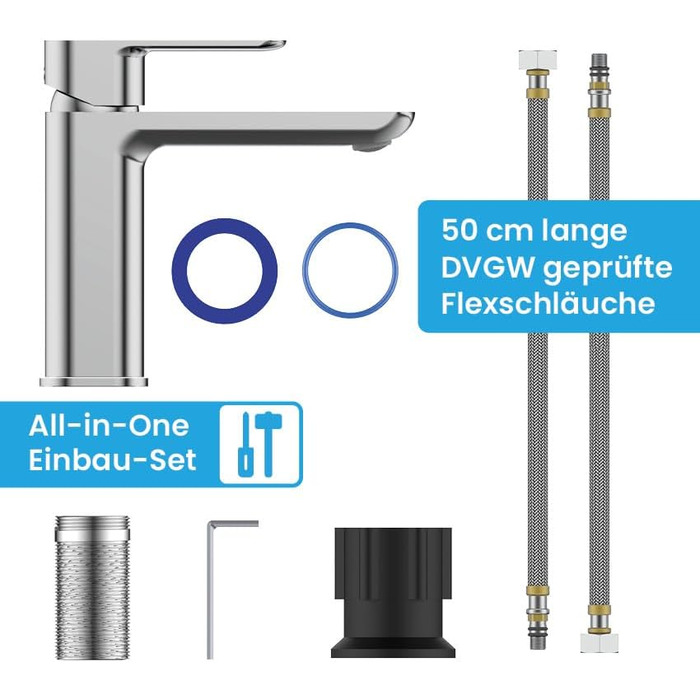 Змішувач для ванної кімнати Bächlein Mizarela, хром, з керамічним картриджем, плоский вилив, комплект для монтажу