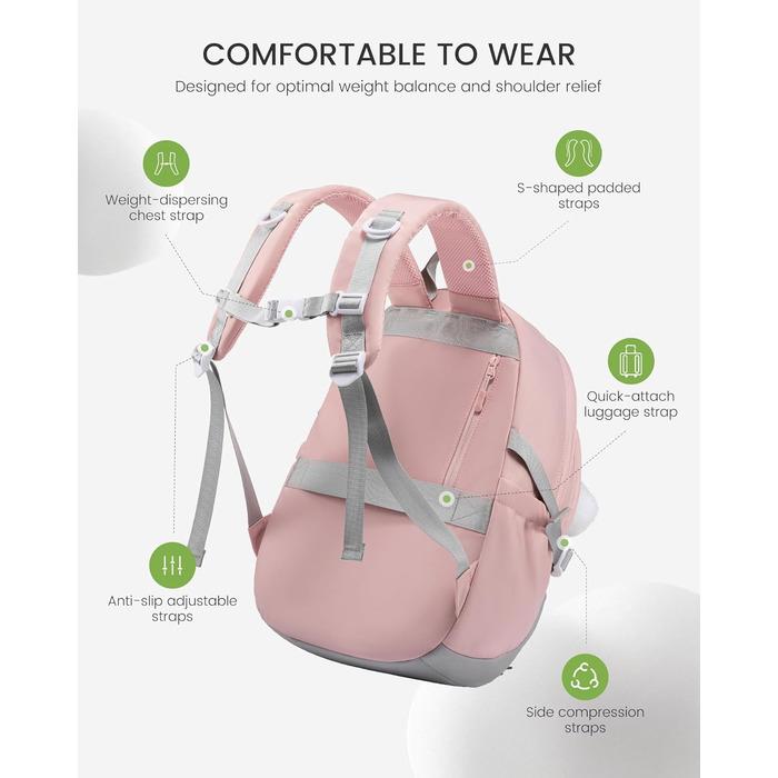 Шкільний рюкзак LOVEVOOK для дівчаток, 5 клас, рюкзак для дітей з нагрудною стрічкою, легка жіноча шкільна сумка, рюкзак для дітей від 8 років для дитячого садка, школи, університету, дозвілля, сірий-рожевий, 15,6 дюймів