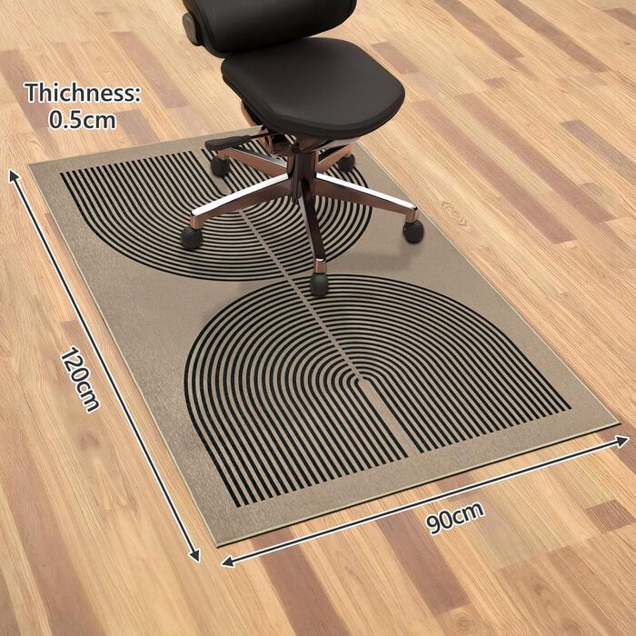 Килимок під офісний стілець Regenbogen для килима, ковроліну, паркету, 90x120 см (Чорний)