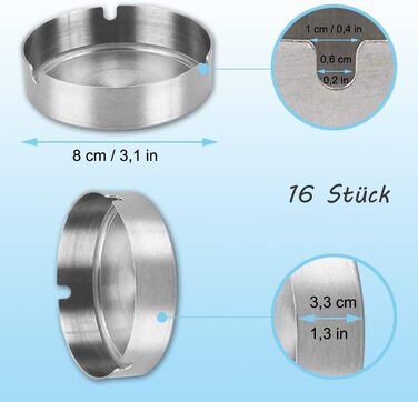 Попільничка, кругла попільничка з нержавіючої сталі 16 шт. , використовується в барах, ресторанах, спальнях