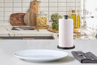 Тримач для паперових рушників на стільницю з мармуровою основою, стійкий диспенсер для кухні та ванної кімнати, чорний