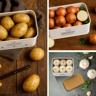 Набір контейнерів для зберігання картоплі, цибулі та овочів AH® (4 шт.) з щіткою для овочів, преміум якість