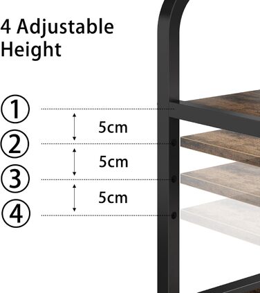 Трьохрівневий стіл для принтера з розеткою та USB-портами, регульовані полиці, роликовий стійка для принтера для дому/офісу, 3D/лазерний принтер, термопрес (Бюстик Браун, 60 см)