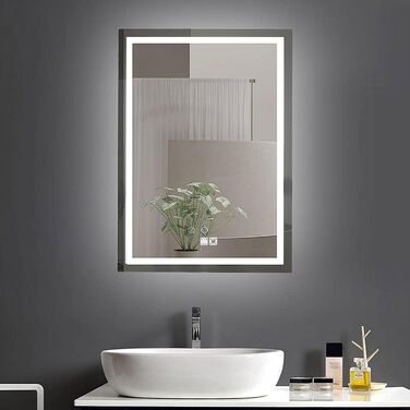Дзеркало для ванної кімнати з підсвіткою LED, з 3 колірними температурами та функцією проти запотівання. Сенсорне керування. Підходить для готелів, вітальні, спальні.