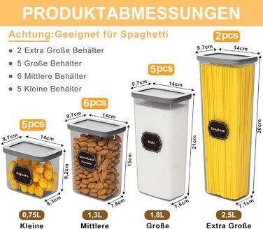 Набір контейнерів для зберігання продуктів 18 шт. з кришкою, герметичні, для кухні, антрацит (до 2,5л)