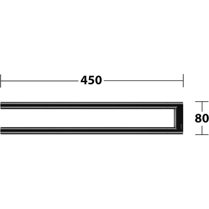 Металевий рушникосушка KEUCO, двоплечий, глибина 45 см, для ванних кімнат і гостьових туалетів, настінний, Reva (чорний)