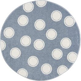Дитячий килимок Крапки Кола Синій Білий Розмір (133 см круглий)