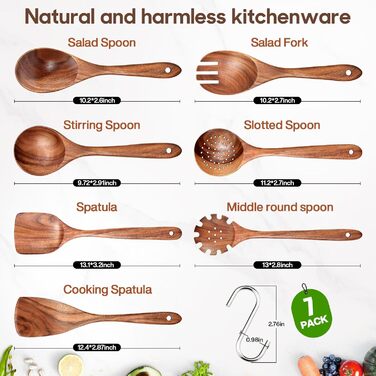 Дерев'яний набір кухонного приладдя Spardar (12 шт.): ложки, шумовки, підставка, рукавички. Ідеально для подарунку!