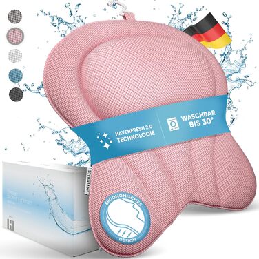 Преміум подушка для ванни XXL рожева | Додаткові подушки для шиї та плечей | Швидковисихаюча, пральна подушка для ванни з 4 великими присосками | Подушка для ванни рожева XX-Large