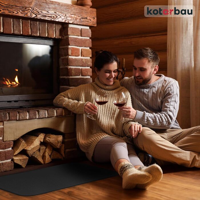 Підставка під камін KOTARBAU® з порошковим покриттям, сталь, 48 x 80 см, захист від бруду та іскр