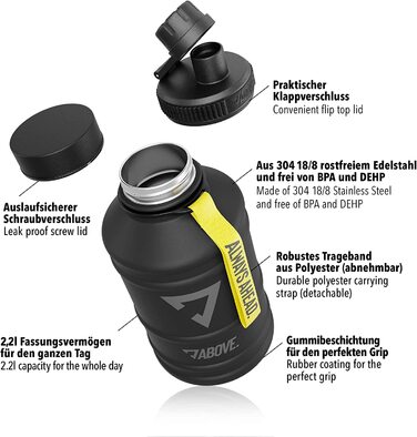 Спортивна пляшка для води зі сталі 2л