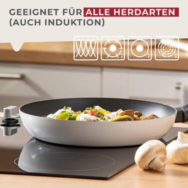 Набір сковорідок Fackelmann Arcadalina, 2 шт., діаметр 24 та 28 см, з переробленого алюмінію з керамічним покриттям, ергономічні ручки, підходить для індукційних плит, термостійкість +150 °C