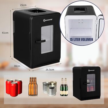 Міні-холодильник KS15: охолодження та підігрів, 15L, 230V/12V, для дому та авто, міні-бар