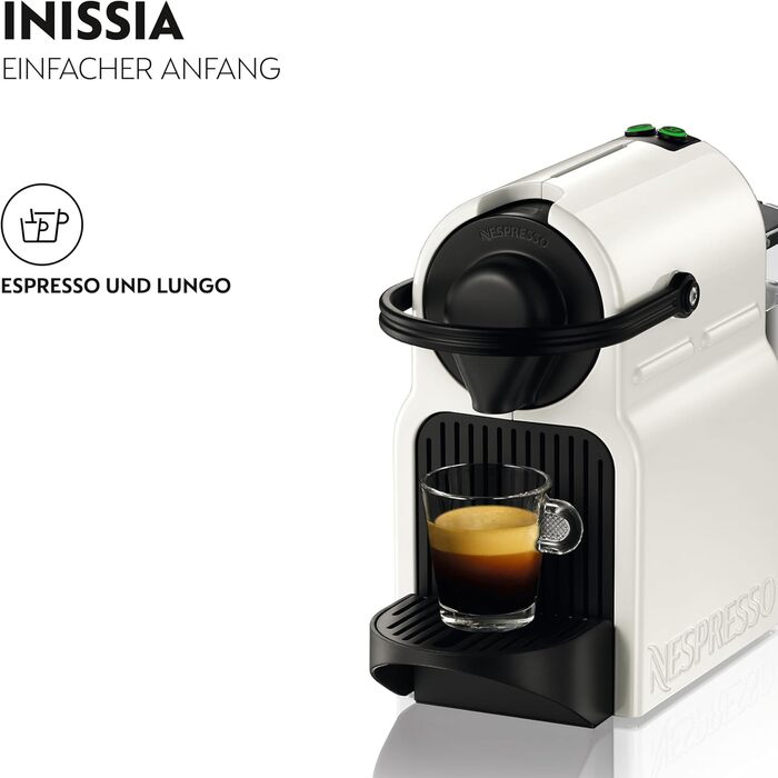 Кавомашина Nespresso Krups Inissia XN1001, білий колір, компактна, з регулюванням об'єму кави
