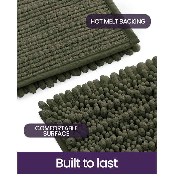 Килимок для ванної кімнати DEXI, м'який, поглинаючий, з дрібного ворсу, 50,8 x 81,3 см, оливковий