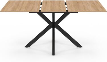 Розсувний обідній стіл Alix, прямокутний, для 4-8 осіб, з металевим каркасом, дерево та чорний колір, 120-160 см