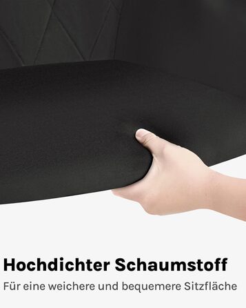 Набір обідніх стільців Woltu з підлокітниками та спинкою, для кухні, вітальні, їдальні, м'який оксамитовий чохол, металеві ніжки (Чорний, 8 шт.)