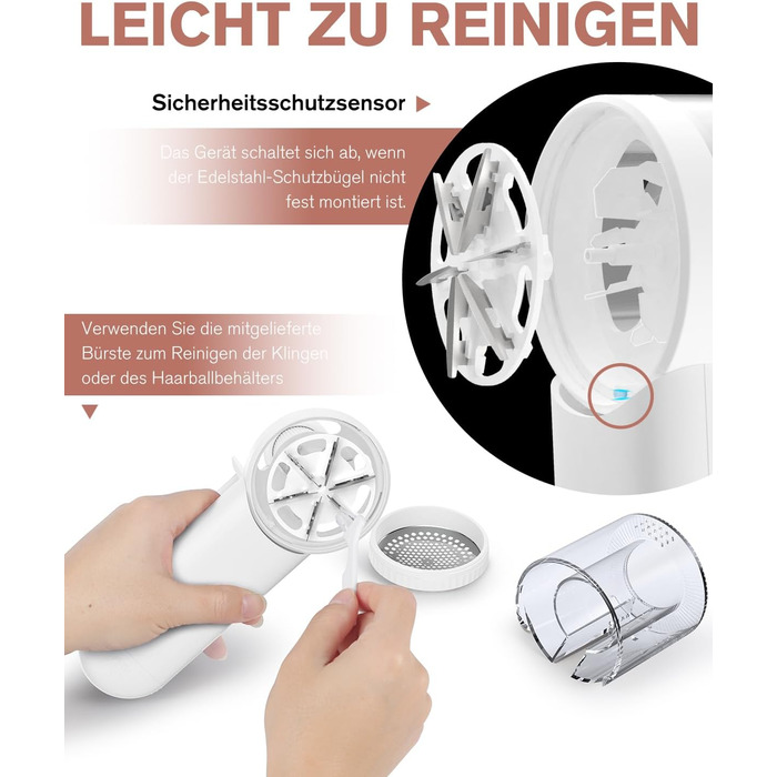 Електричний видальник ворсу Homtronics з USB-зарядкою, LED-дисплеєм та 6-кліновою головкою для одягу, диванів та килимів (білий)