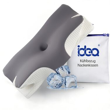 Ортопедична подушка IDEA для шиї та голови: комфорт та підтримка при болях у шиї. Ергономічна подушка з memory foam для тих, хто спить на боці, спині та животі. Розмір: 65 x 36 x 11/14 см.