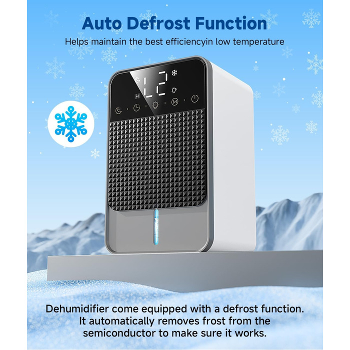 Електричний осушувач повітря 1800 мл з тихою роботою, функцією відтавання та автовимкнення, 7 кольорових підсвіток, портативний осушувач для спальні, ванної кімнати, підвалу, продуктивність 560 мл/24 год