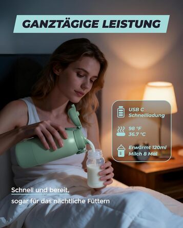 Портативний підігрівач для пляшечок Wemoh з самоочищенням, точним контролем температури, 450 мл та швидким нагрівом 100W для дитячого харчування та води