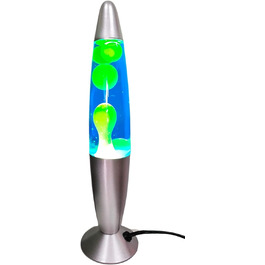 КРУТІ ПОДАРУНКИ Настільна лампа лава, 35 см, синьо-зелена, з вимикачем, в комплекті лампочка E14, плазмові лампи, магма, кольорові медузи