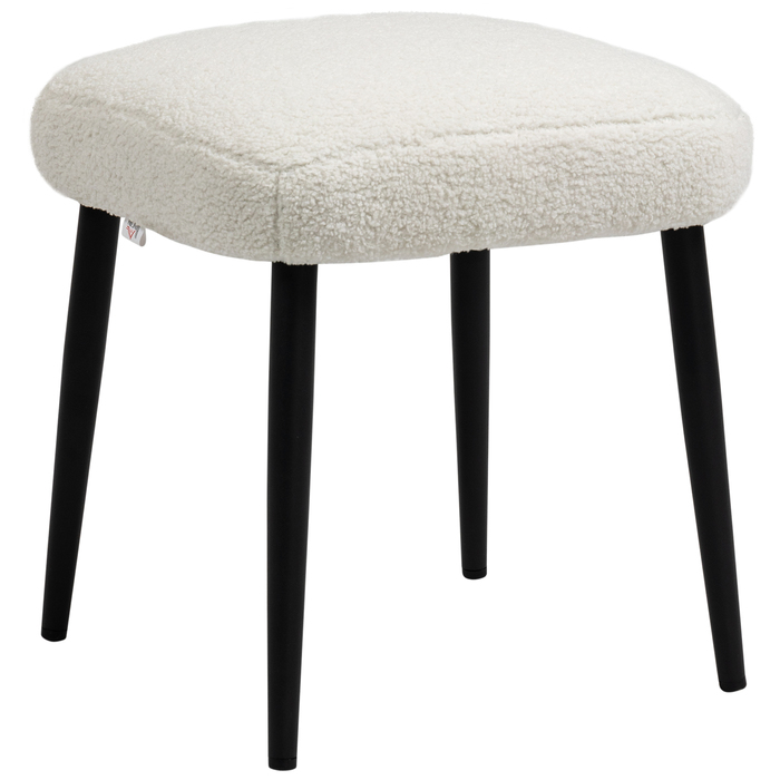 Табурет для макіяжу HOMCOM Footstool Square Ottoman Cashmere Look зі сталевими ніжками для вітальні Спальні кремовий 42x42x47см