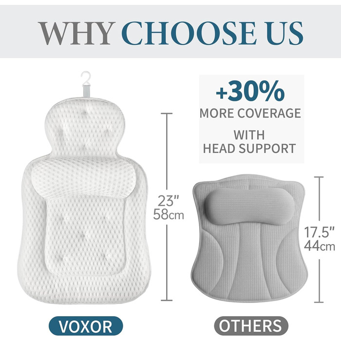 Подушка для ванни на голову та шию, бежева, 3D-сітка, 54 присоски - комфортний аксесуар для релаксу у ванні