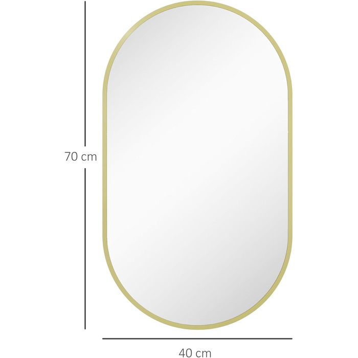 Дзеркало настінне овальне HOMCOM 40x70 см з алюмінієвим каркасом, для ванної, вітальні, спальні