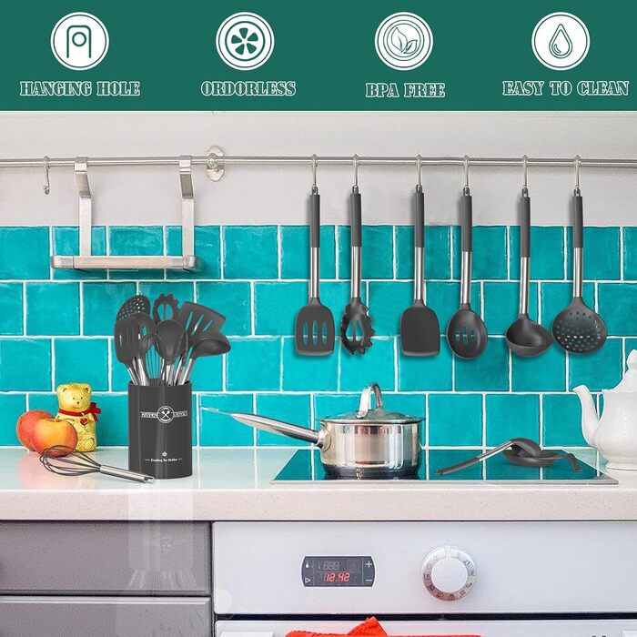 Набір кухонних аксесуарів Umite Chef: 43 предмети з нержавіючої сталі, силікон, антипригарне покриття, термостійкий