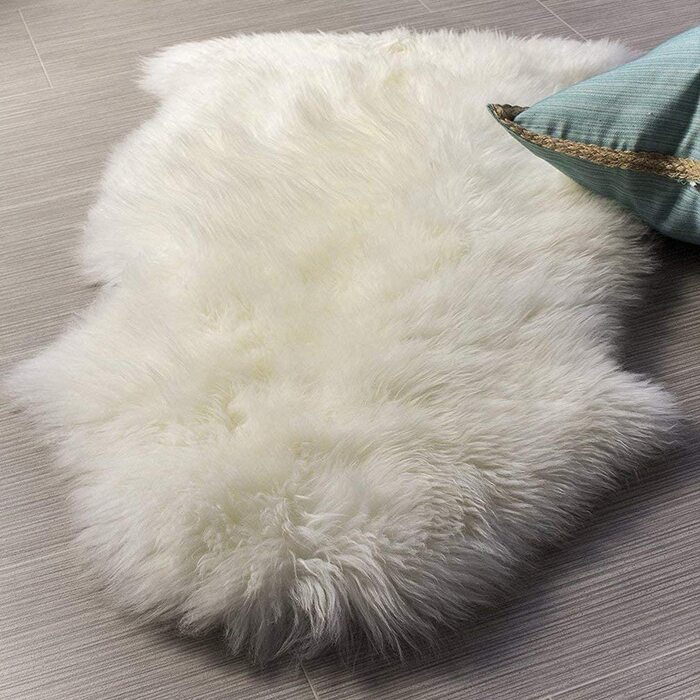 Килимок з штучного хутра ягняти KYRD, килимок з штучного хутра з овчини, килимок для ліжка зі штучної вовни, килимок для дивана (білий, 75 x 120 см)