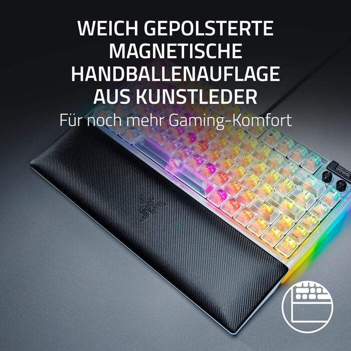 Razer BlackWidow V4 75% Phantom White: Механічна ігрова клавіатура з RGB підсвічуванням та Hot-swap