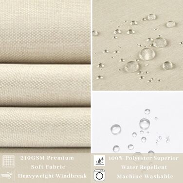 Тканинна шторка для душу з магнітними кріпленнями Snap Liner, 180x200 см (світло-бежева)