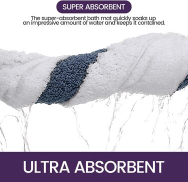 Килимок для ванної кімнати DEXI, 44 x 76 см, синій, неслизький, машинне прання, вбираючий, овальний