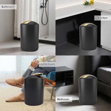 Набір аксесуарів для ванної кімнати, чорний колір, повний комплект: сміттєвий контейнер, дозатор мила, миска, щітка для унітазу, тримач для зубних щіток, стаканчик, піднос, контейнер для ватних паличок, органайзер для стільниці. Чудовий подарунок для дому