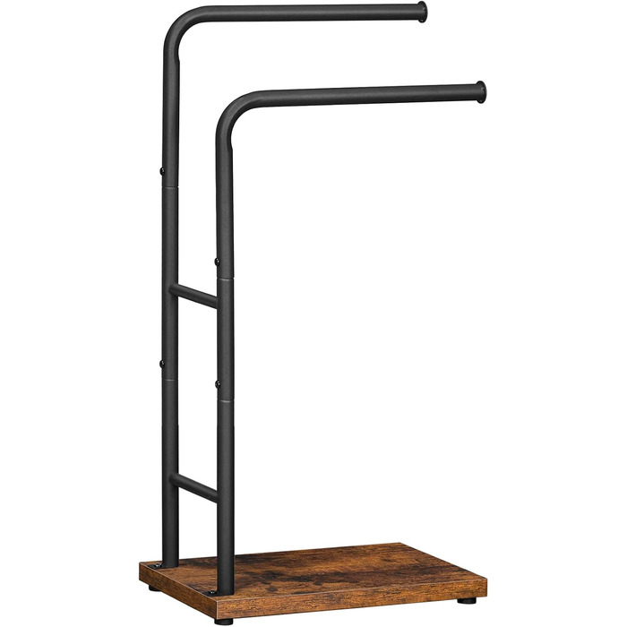 Підставка для рушників HOOBRO, стояча, з 2 перекладинами, білий + натуральне дерево, 40 x 24 x 80,5 см