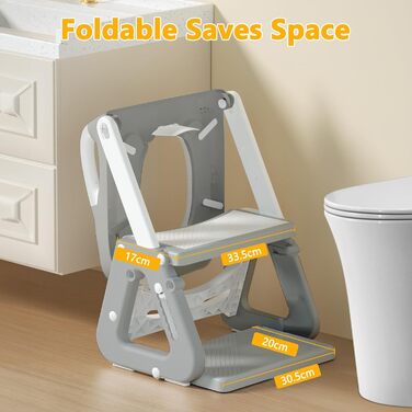 Унітаз дитячий зі сходинками 2-в-1, сидіння для унітазу з драбинкою для дітей від 2 до 5 років, PU-подушка, антиковзний килимок