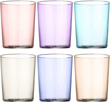 Набір Unishop з 6 склянками для води, пастельні, різнокольорові, можна мити в посудомийній машині (04)