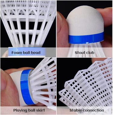 Волани для бадмінтону Tixiyu, нейлонові волани, високошвидкісні м'ячі для бадмінтону з відмінною стабільністю і довговічністю, птиці для бадмінтону для занять спортом в приміщенні і на відкритому повітрі жовтий 12 (2000)