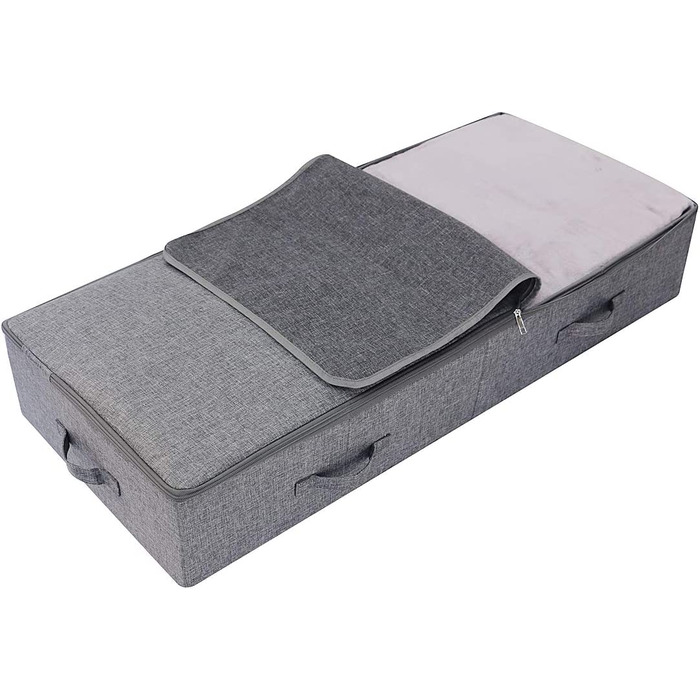 Надвеликий ящик для зберігання під ліжком з кришкою-ящик для зберігання взуття під ліжком для одягу та взуття, складаний дизайн з 6 ручками, (темно-сірий, 100*43*18 см)